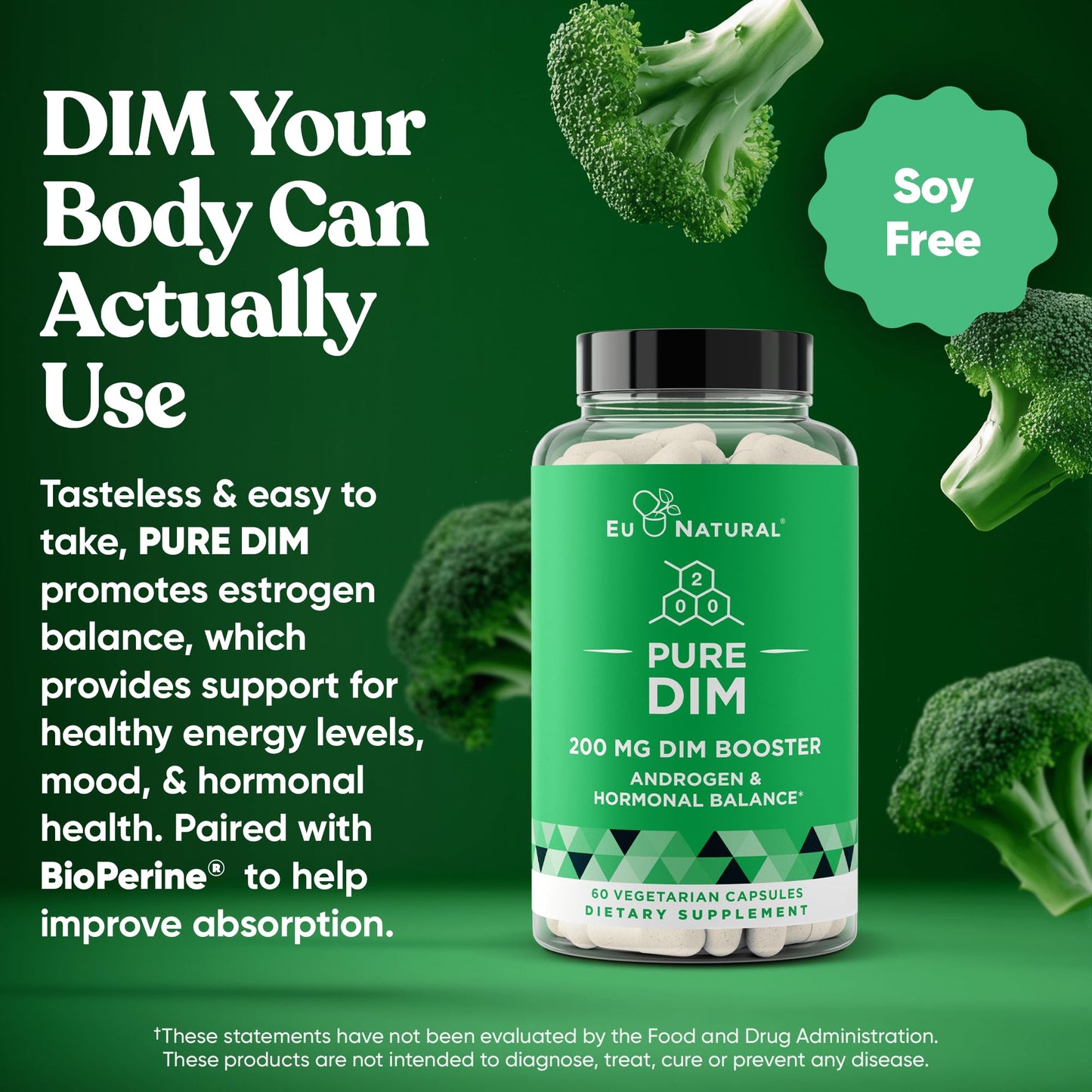 DIM Supplement Pure 200 Mg for Women or Men – Estrogen Hormone Balance Supplement for Energy, Fatigue, Stress, Menopause, Hot Flashes – Enhanced Bioavailability BioPerine – 60 Vegan Soft Capsules - Maple Wellness Supplements