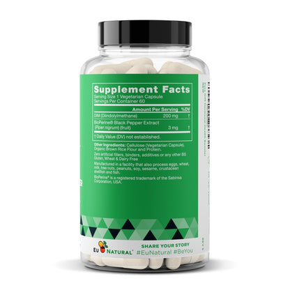 DIM Supplement Pure 200 Mg for Women or Men - Estrogen Hormone Balance Supplement for Energy, Fatigue, Stress, Menopause, Hot Flashes - Enhanced Bioavailability BioPerine - 60 Vegan Soft Capsules - Maple Wellness Supplements