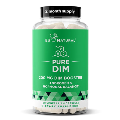 DIM Supplement Pure 200 Mg for Women or Men - Estrogen Hormone Balance Supplement for Energy, Fatigue, Stress, Menopause, Hot Flashes - Enhanced Bioavailability BioPerine - 60 Vegan Soft Capsules - Maple Wellness Supplements