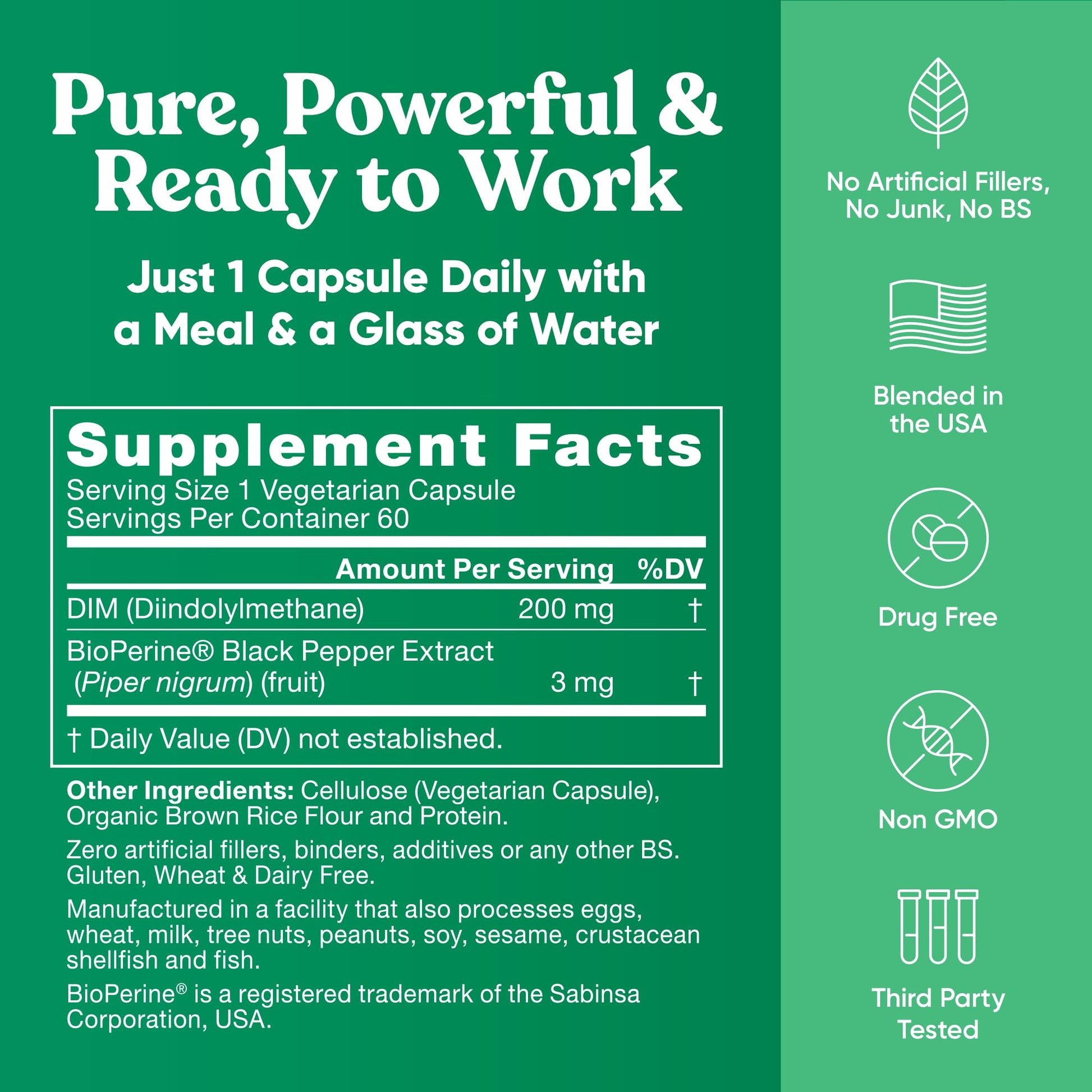 DIM Supplement Pure 200 Mg for Women or Men – Estrogen Hormone Balance Supplement for Energy, Fatigue, Stress, Menopause, Hot Flashes – Enhanced Bioavailability BioPerine – 60 Vegan Soft Capsules - Maple Wellness Supplements