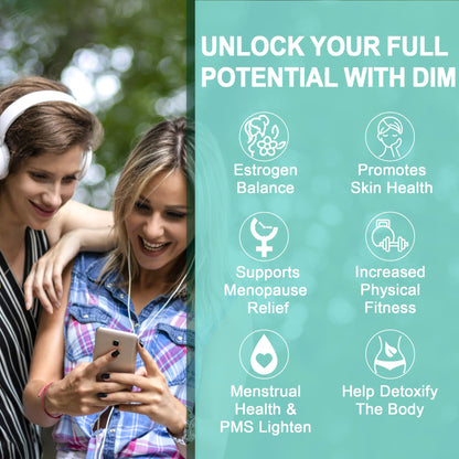 DIM Supplement Women 400mg, Estrogen Supplement for Women, Sugar Free DIM Gummies for Men & Women w/ Biotin, Flaxseed Oil, Burdock, Calendula, BioPerine for Hormone Balance, Menopause & Prostate 60Cts - Maple Wellness Supplements