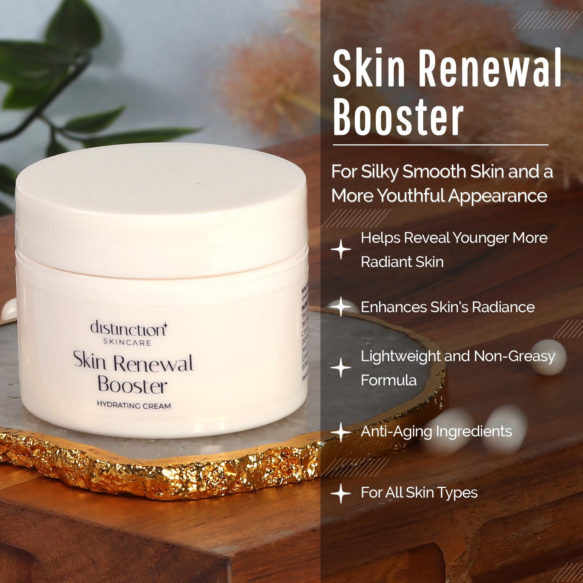 Distinction Skin Renewal Booster – Hydrating Face Moisturizer – Anti Aging Cream for Fine Lines & Wrinkles – Hydrates, Softens & Boosts Radiance – Daily Facial Cream for All Skin Types – 1 Oz - Maple Wellness Supplements