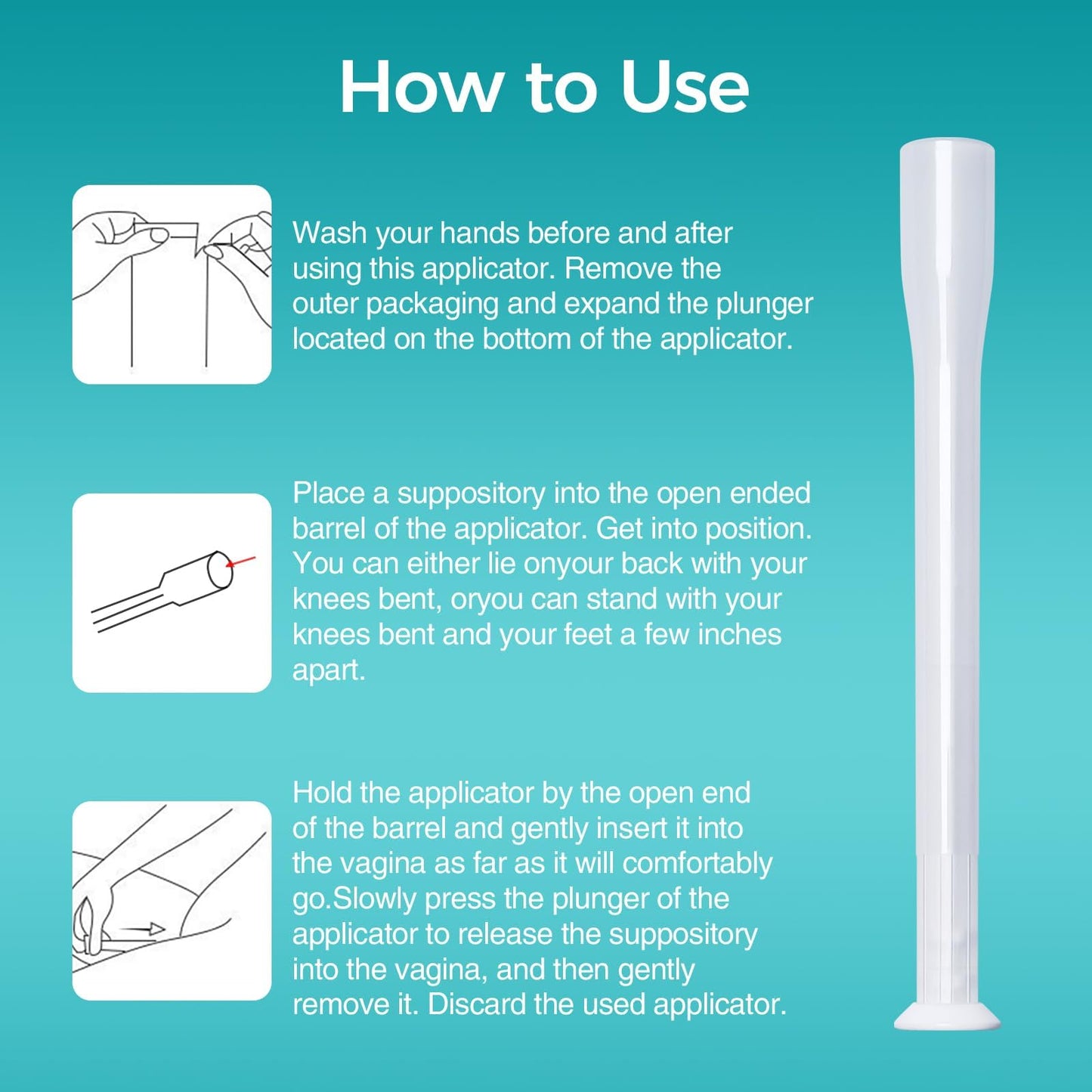 Dizzily 30 Pack Disposable Vaginal Suppository Applicators for Women, Individually Wrapped, Hygienic - Fits Most Boric Acid Suppositories, Pills, Tablet, Cap-sules and Feminine Care Applicator - Maple Wellness Supplements