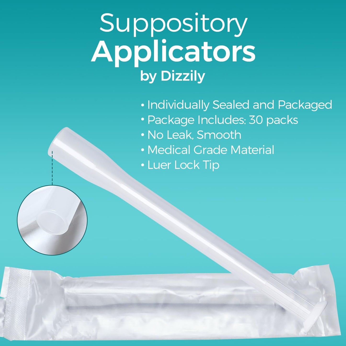 Dizzily 30 Pack Disposable Vaginal Suppository Applicators for Women, Individually Wrapped, Hygienic - Fits Most Boric Acid Suppositories, Pills, Tablet, Cap-sules and Feminine Care Applicator - Maple Wellness Supplements