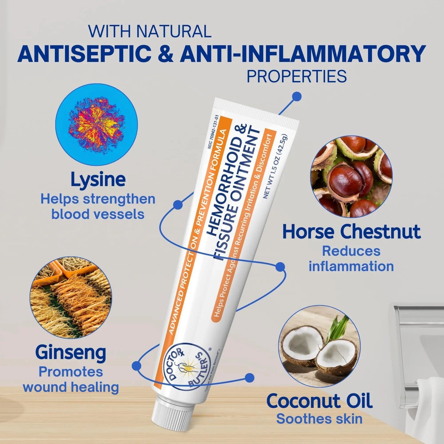 Doctor Butler's Advanced Hemorrhoid & Fissure Ointment – Lidocaine Hemorrhoid Treatment and Fissure Treatment Extra Strength Formula, Heals and Provides Fast Pain and Itch Relief* (1.5 oz.) - Maple Wellness Supplements