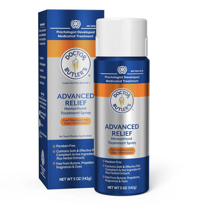 Doctor Butler's Advanced Relief Hemorrhoid Spray – Advanced Relief Hemorrhoid Treatment Spray with Witch Hazel to Help with Sensitive Skin, Itch Relief, and Swelling Relief* (5oz) - Maple Wellness Supplements