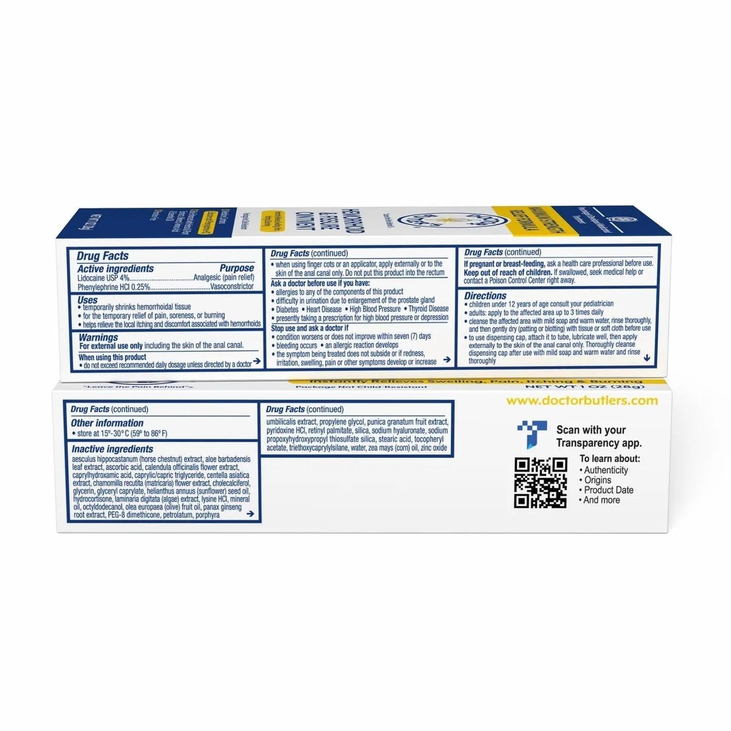 Doctor Butler’s Hemorrhoid & Fissure Ointment – Hemorrhoid Treatment and Hemorrhoid Cream with Lidocaine and Phenylephrine HCI for Fast Acting Relief of Pain, Swelling, Discomfort, and Itching (1 oz.) - Maple Wellness Supplements