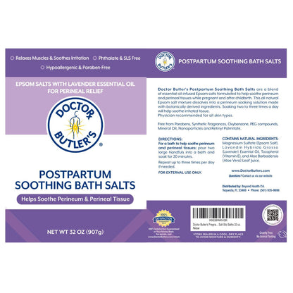Doctor Butler’s Postpartum Soothing Bath Salts – Epsom Bath Salts for Women for Postpartum Recovery, Hemorrhoids, Discomfort, and Helps Soothe Perineum and Perineal Tissues After Birth (32 oz.) - Maple Wellness Supplements