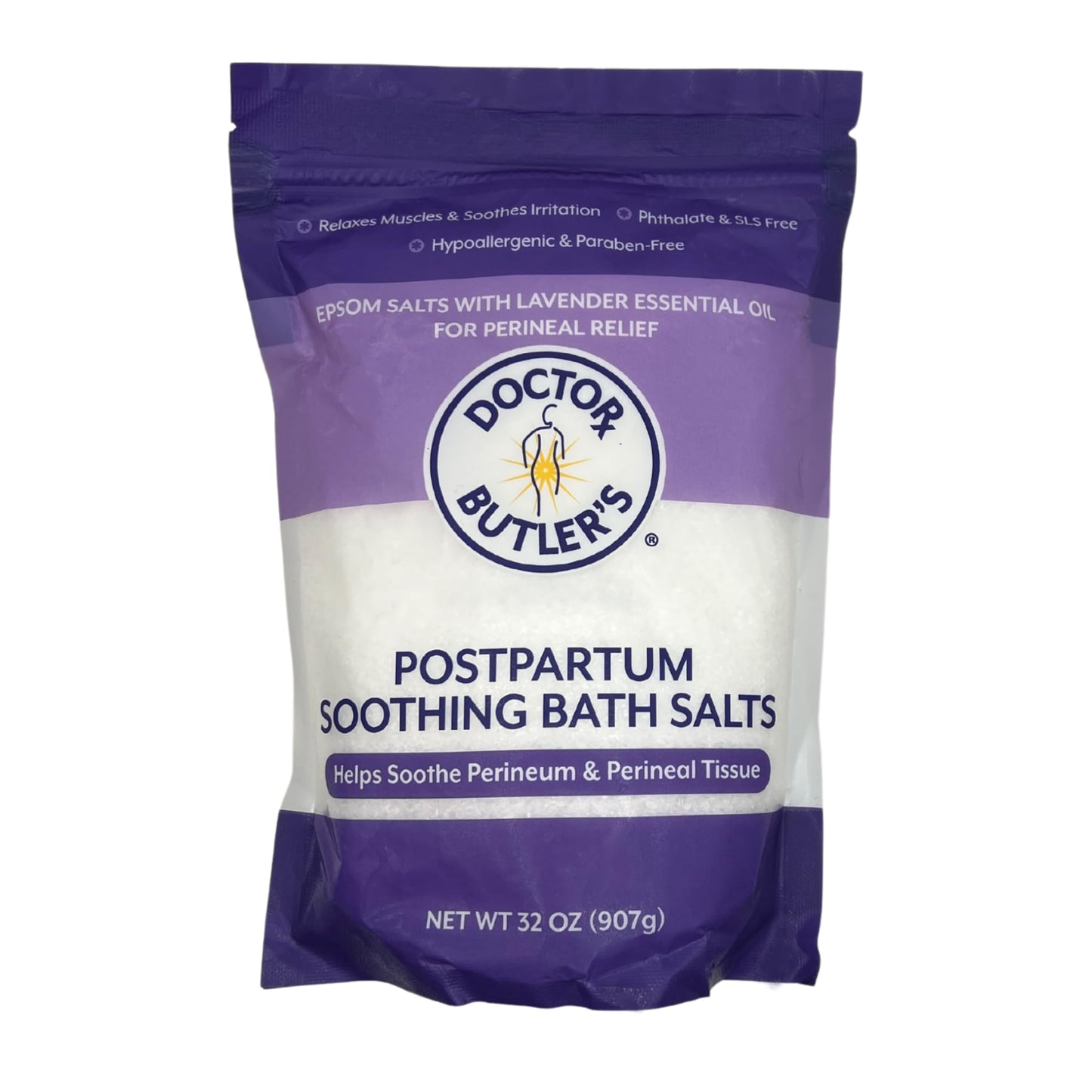 Doctor Butler’s Postpartum Soothing Bath Salts – Epsom Bath Salts for Women for Postpartum Recovery, Hemorrhoids, Discomfort, and Helps Soothe Perineum and Perineal Tissues After Birth (32 oz.) - Maple Wellness Supplements