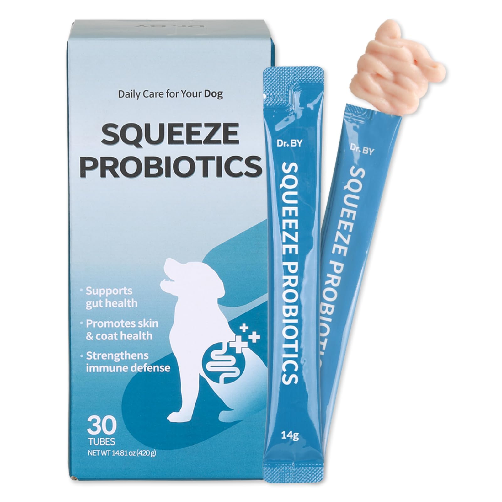 Doctor By Squeeze Probiotics for Dogs Gut Health Immunity Skin&Allergy Care Diarrhea Relief Digestive Stomach Support with L. crispatus KT-11 Lickable Paste Formula Individually Packaged, Chicken - Maple Wellness Supplements