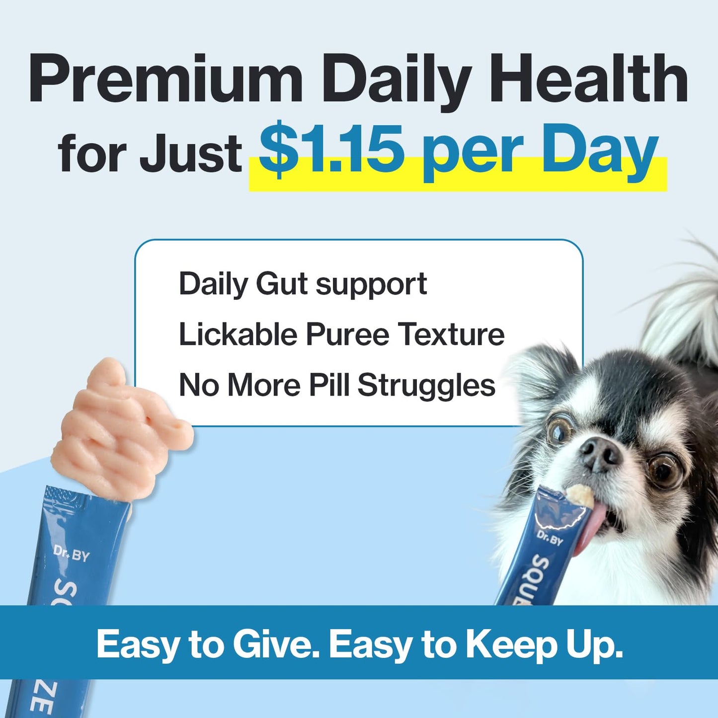 Doctor By Squeeze Probiotics for Dogs Gut Health Immunity Skin&Allergy Care Diarrhea Relief Digestive Stomach Support with L. crispatus KT-11 Lickable Paste Formula Individually Packaged, Chicken - Maple Wellness Supplements