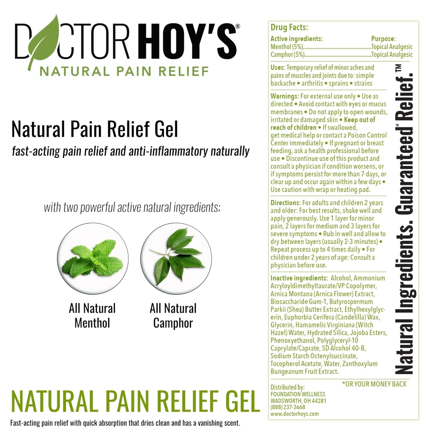 DOCTOR HOY'S Natural Pain Relief Gel, Water Based with Arnica, Anti-Inflammatory, Clean, Safe and Effective Natural Pain Relief, 3 oz. Roll-On, 3pk - Maple Wellness Supplements