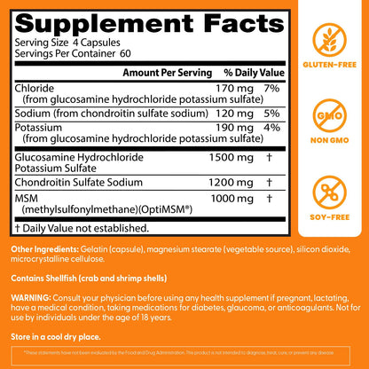 Doctor's BEST Glucosamine Chondroitin MSM - Joint Health Support Supplement for Women & Men, Nutritional Support for Joint Strength, Hair, Skin, & Nails - Maple Wellness Supplements