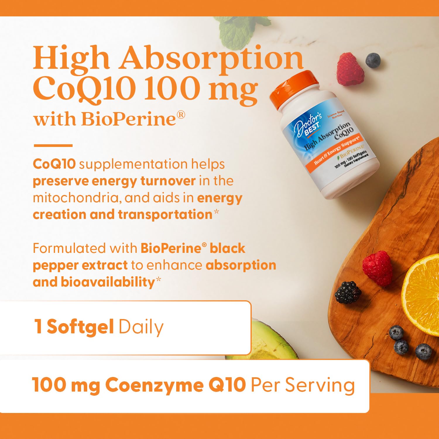 Doctor's Best High Absorption CoQ10 with BioPerine Supplement - Coenzyme Q10 Softgels for Heart Health & Antioxidant Support, Naturally Fermented CoQ10 100mg - Maple Wellness Supplements