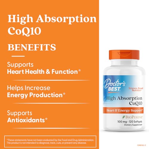 Doctor's Best High Absorption CoQ10 with BioPerine Supplement - Coenzyme Q10 Softgels for Heart Health & Antioxidant Support, Naturally Fermented CoQ10 100mg - Maple Wellness Supplements