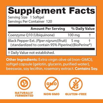 Doctor's Best High Absorption CoQ10 with BioPerine Supplement - Coenzyme Q10 Softgels for Heart Health & Antioxidant Support, Naturally Fermented CoQ10 100mg - Maple Wellness Supplements