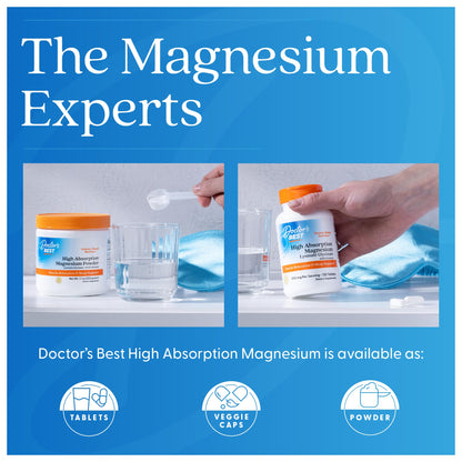 Doctor's Best High Absorption Magnesium Glycinate Lysinate Supplement for Sleep Support - Chelated Magnesium Tablets for Women & Men, 200mg per Serving - Maple Wellness Supplements