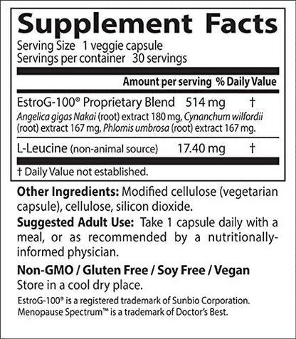 Doctors Best Menopause Spectrum, Broad Spectrum Menopausal Support, Non-GMO, Gluten Free, Soy Free, Vegan 30 Veggie Caps - Maple Wellness Supplements