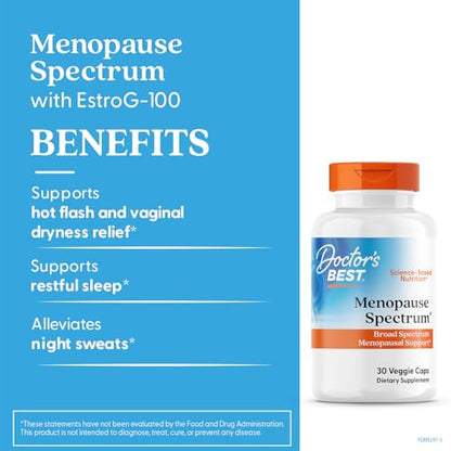 Doctors Best Menopause Spectrum, Broad Spectrum Menopausal Support, Non-GMO, Gluten Free, Soy Free, Vegan 30 Veggie Caps - Maple Wellness Supplements