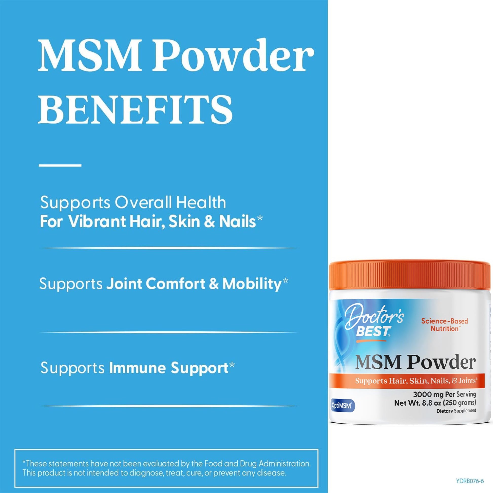 Doctor's Best MSM Powder Supplement for Men & Women - Supports Hair, Skin, Nails, Joint Health, & Mobility, Delivers Beneficial Sulfur with OptiMSM - Maple Wellness Supplements