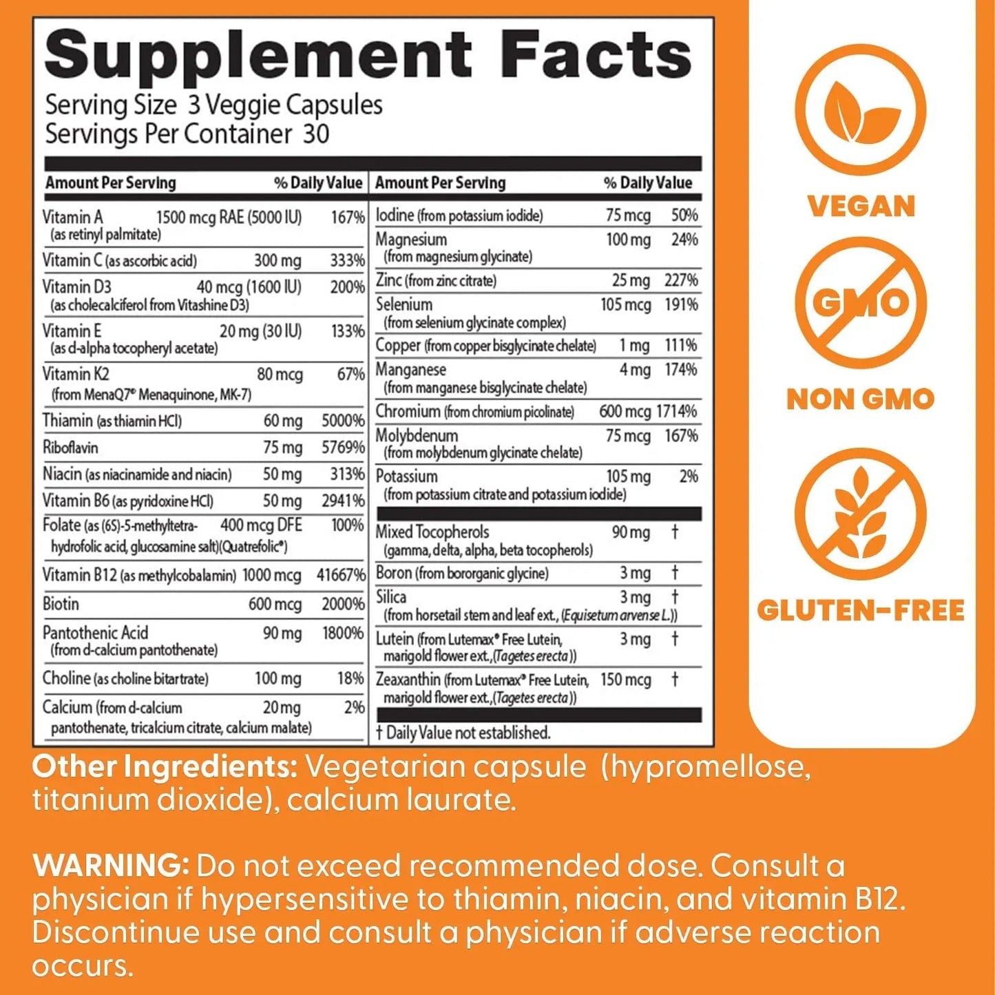 Doctors Best Multi-Vitamin Mineral Complex, Comprehensive Health Support, Non-GMO, Gluten Free, Vegan 90 Veggie Capsules - Maple Wellness Supplements