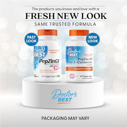 Doctor's Best PepZin GI, Zinc-L-Carnosine Complex for Men & Women - Zinc Carnosine Supplement Caps for Gut Health, Digestive Support, & Stomach Comfort - Maple Wellness Supplements