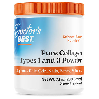 Doctor's Best Pure Collagen Types 1 & 3, Promotes Healthy Skin Hair & Nails – Bone & Joint Support, 7.1 Ounce (Pack of 1) - Maple Wellness Supplements