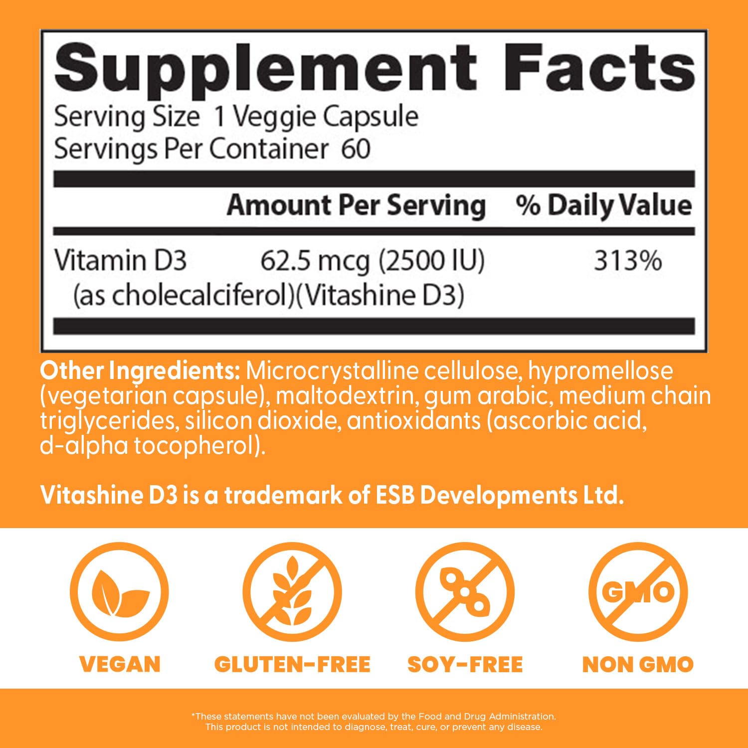 Doctors Best Vegan Vitamin D3 2500 IU Veg Caps - Vegan Vitamin D Supplement for Men & Women, Helps Support Calcium Absorption, Heart Health & Immune Support, - Maple Wellness Supplements