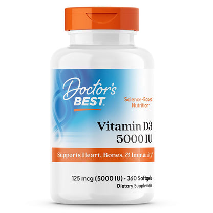 Doctor's Best Vitamin D3 5000 IU Softgels for Men & Women - Vitamin D Supplement for Immune System & Heart Health Support, 125 mcg per Serving, VIT D 3 - Maple Wellness Supplements