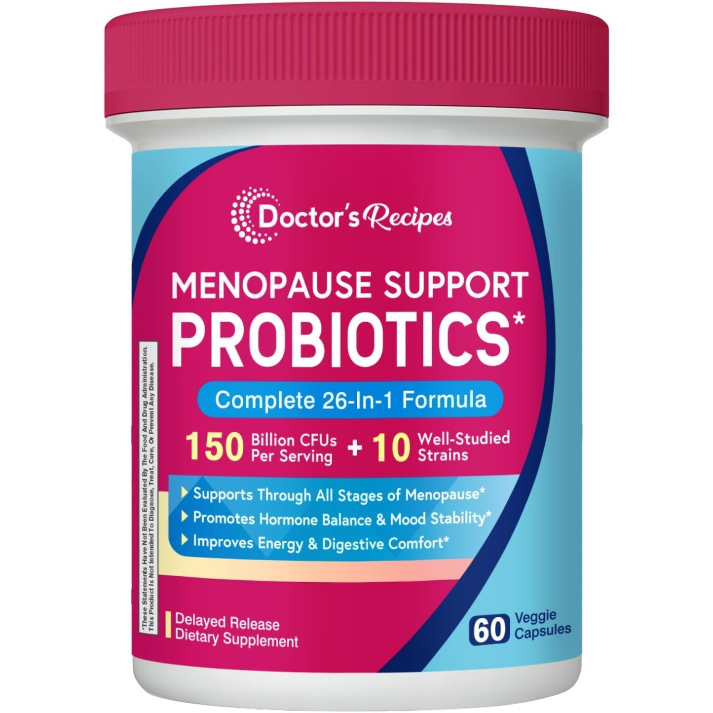 Doctor's Recipes Menopause Probiotic Supplements for Women, Black Cohosh for Menopause Hot Flashes, Probiotics with Ashwagandha, Dong Quai, Supports Energy, 60 Capsules - Maple Wellness Supplements