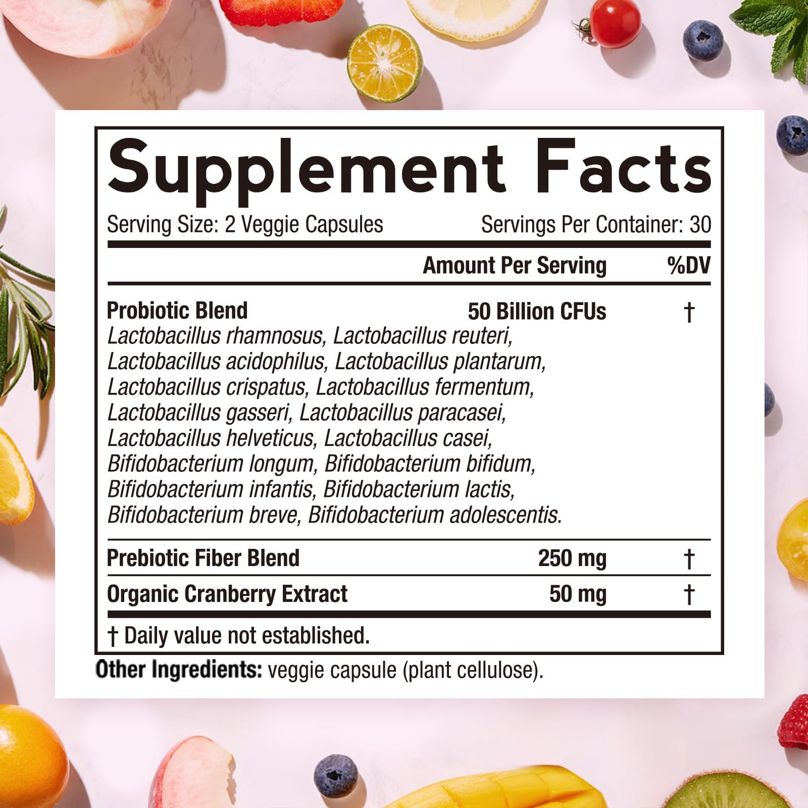 Doctor's Recipes Women's Probiotic, 60 Caps 50 Billion CFU 16 Strains, with Organic Cranberry, Digestive Immune Vaginal & Urinary Health, Shelf Stable - Maple Wellness Supplements