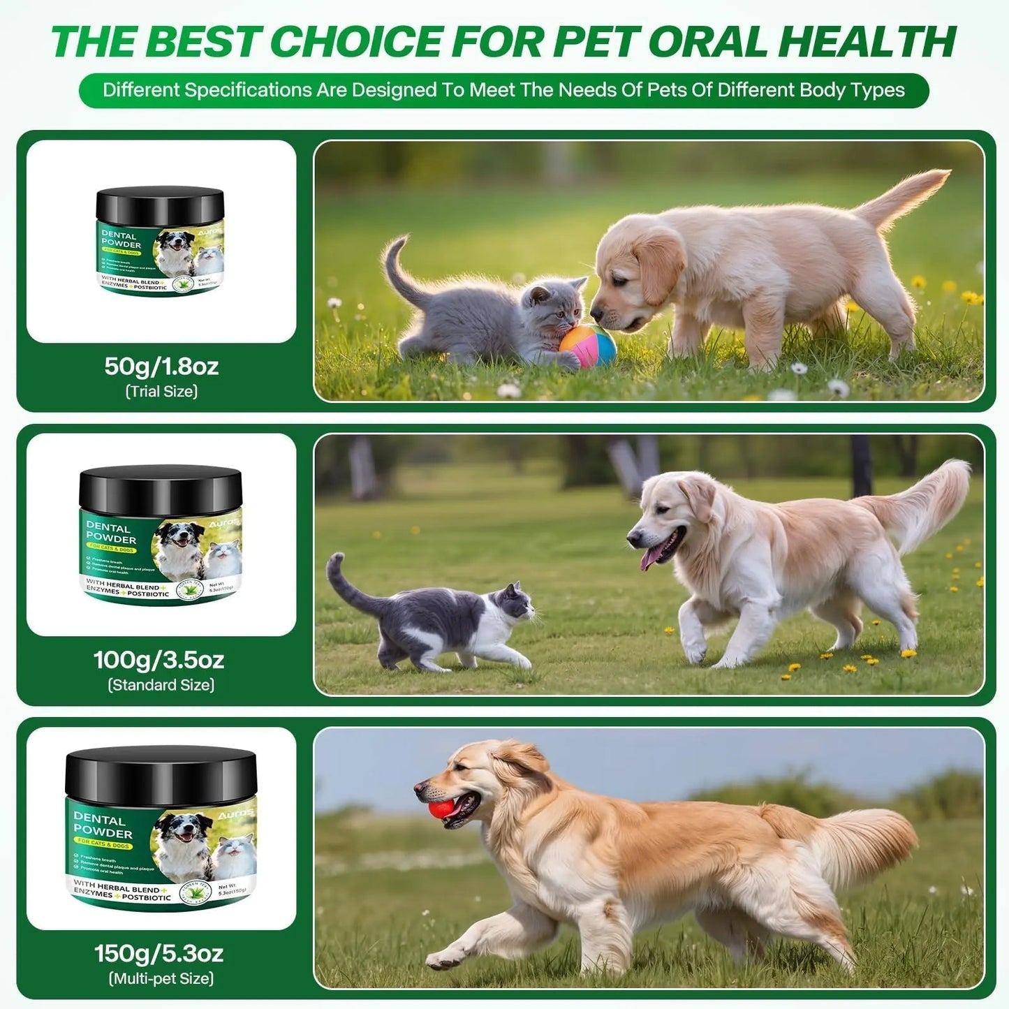 Dog Dental Powder for Teeth Cleaning Plaque & Bad Breath Off, Dental Powder for Dogs Teeth with Natural Herbal Blend & Postbiotics, Dog Teeth Cleaning Powder with Enzymes for Dogs & Cats (3.5oz) - Maple Wellness Supplements