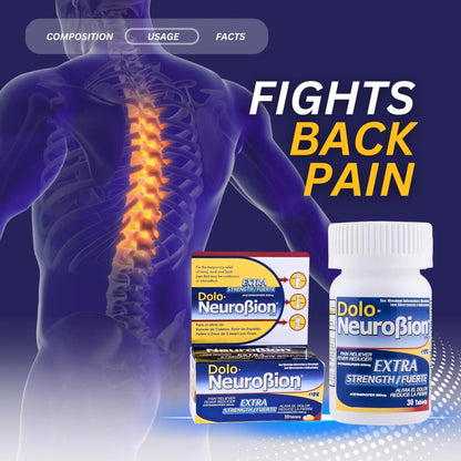 Dolo Neurobion 30 Tablets - Pain Reliever, Fever Reducer, Extra Strength, Fuerte, Alivia el Dolor, Reduce la Fiebre - Maple Wellness Supplements