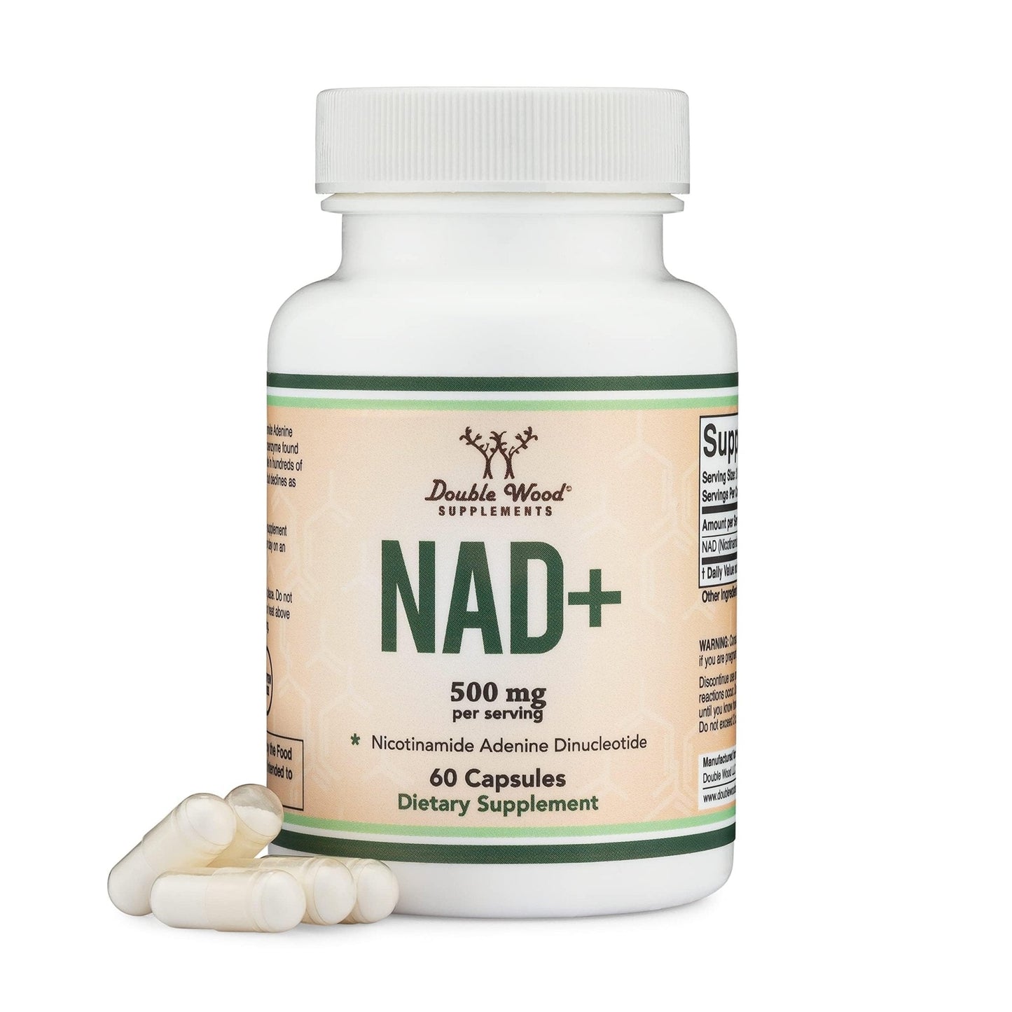 Double Wood Supplements NAD+ Anti Aging & Cell Regeneration | 500mg of 95% Pure NAD Plus Per Serving, 30 Day Supply | Similar to Nicotinamide Riboside - Maple Wellness Supplements