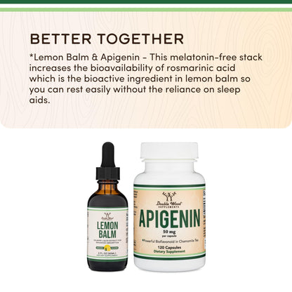 Double Wood Supplements Organic Lemon Balm Tincture - for Digestion & Relaxation 590mg - 2FL OZ, 120 Servings - Maple Wellness Supplements