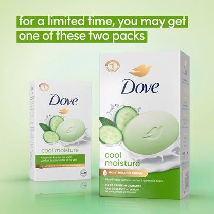 Dove Beauty Bar Soap Cool Moisture Cucumber & Green Tea Scent, 6 Bars for Refreshed Skin, Leaves Skin Refreshed 3.75 oz - Maple Wellness Supplements
