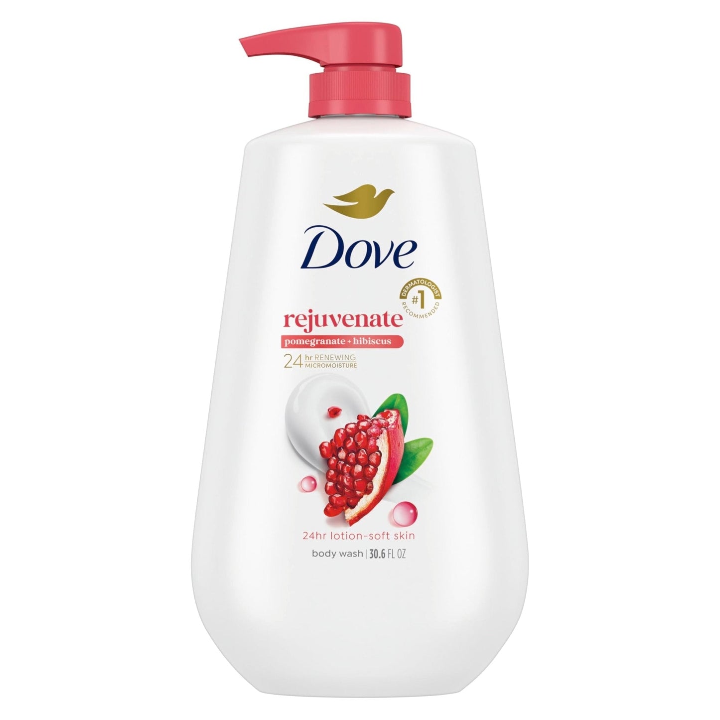Dove Body Wash with Pump Rejuvenate Pomegranate & Hibiscus for 24hr Lotion-Soft Skin Moisturizing Skin Cleanser - Maple Wellness Supplements