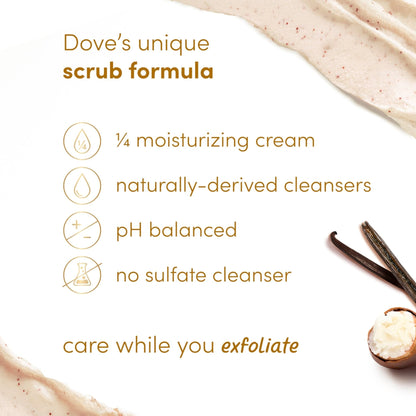 Dove Vanilla Sugar & Shea Butter Body Scrub Exfoliates and Deeply Nourishes for Smooth, Radiant Skin 15 oz - Maple Wellness Supplements