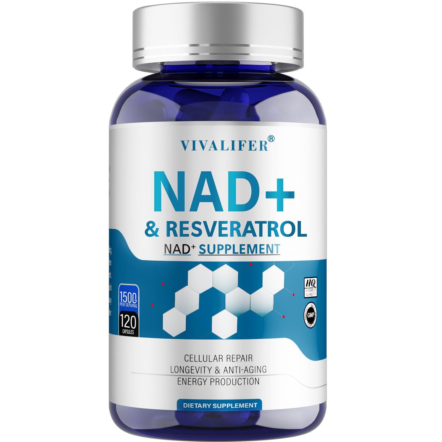 DQQI NMN Supplement Alternative 1500 mg - 120 Capsules (40 Day Supply) High Purity NAD+ & Resveratrol for Anti-Aging, Antioxidant Support, Energy & Focus Boost - Maple Wellness Supplements