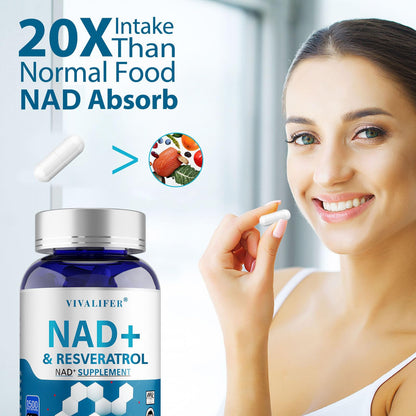 DQQI NMN Supplement Alternative 1500 mg - 120 Capsules (40 Day Supply) High Purity NAD+ & Resveratrol for Anti-Aging, Antioxidant Support, Energy & Focus Boost - Maple Wellness Supplements