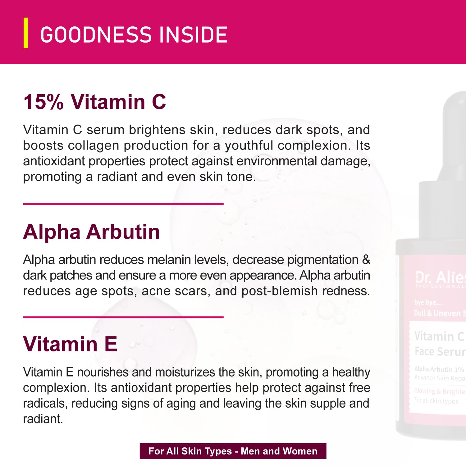 Dr. Alies Professional 15% Vitamin C Face Serum | Advanced Skin Clarifying with Vitamin E | Reduces Acne Marks | 30ml - Maple Wellness Supplements
