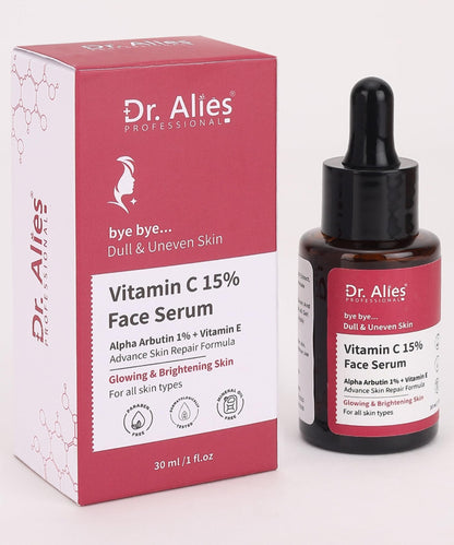 Dr. Alies Professional 15% Vitamin C Face Serum | Advanced Skin Clarifying with Vitamin E | Reduces Acne Marks | 30ml - Maple Wellness Supplements