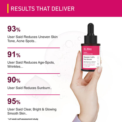 Dr. Alies Professional 15% Vitamin C Face Serum | Advanced Skin Clarifying with Vitamin E | Reduces Acne Marks | 30ml - Maple Wellness Supplements
