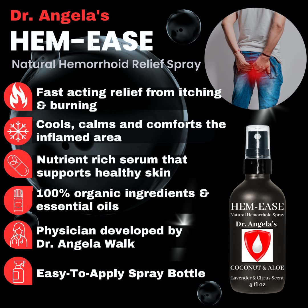 Dr. Angela's Hemorrhoid Treatment Spray | Organic Aloe Vera, Witch Hazel & Essential Oils Turmeric & Tea Tree | Natural Itching & Burning Relief Cream - Maple Wellness Supplements