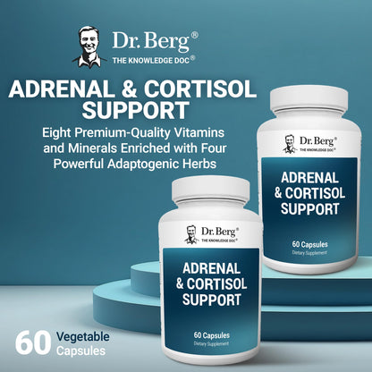 Dr. Berg Adrenal & Cortisol Capsules - Adrenal Supplement & Cortisol Manager - Mood, Focus, Relaxation and Stress Support - Adrenal Supplements with Ashwagandha Extracts - 60 Capsules - Maple Wellness Supplements