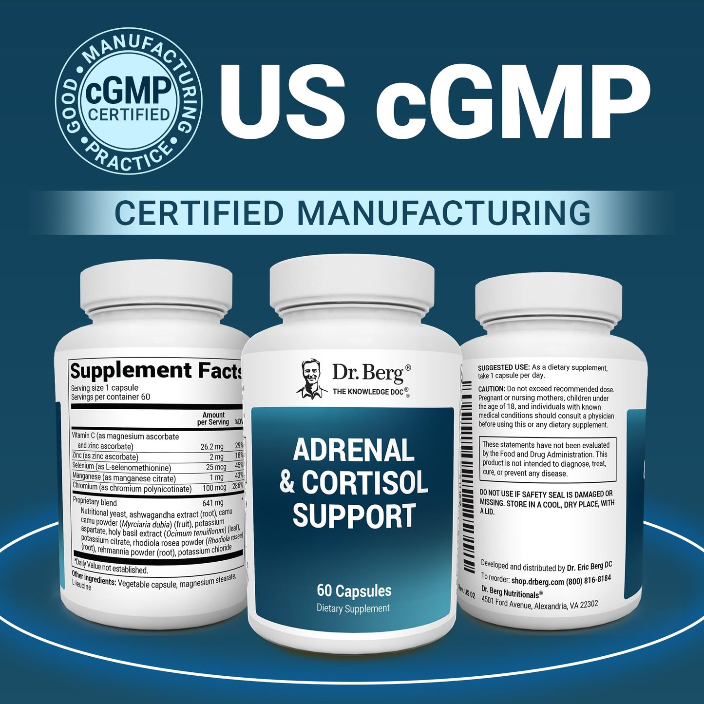 Dr. Berg Adrenal & Cortisol Capsules - Adrenal Supplement & Cortisol Manager - Mood, Focus, Relaxation and Stress Support - Adrenal Supplements with Ashwagandha Extracts - 60 Capsules - Maple Wellness Supplements
