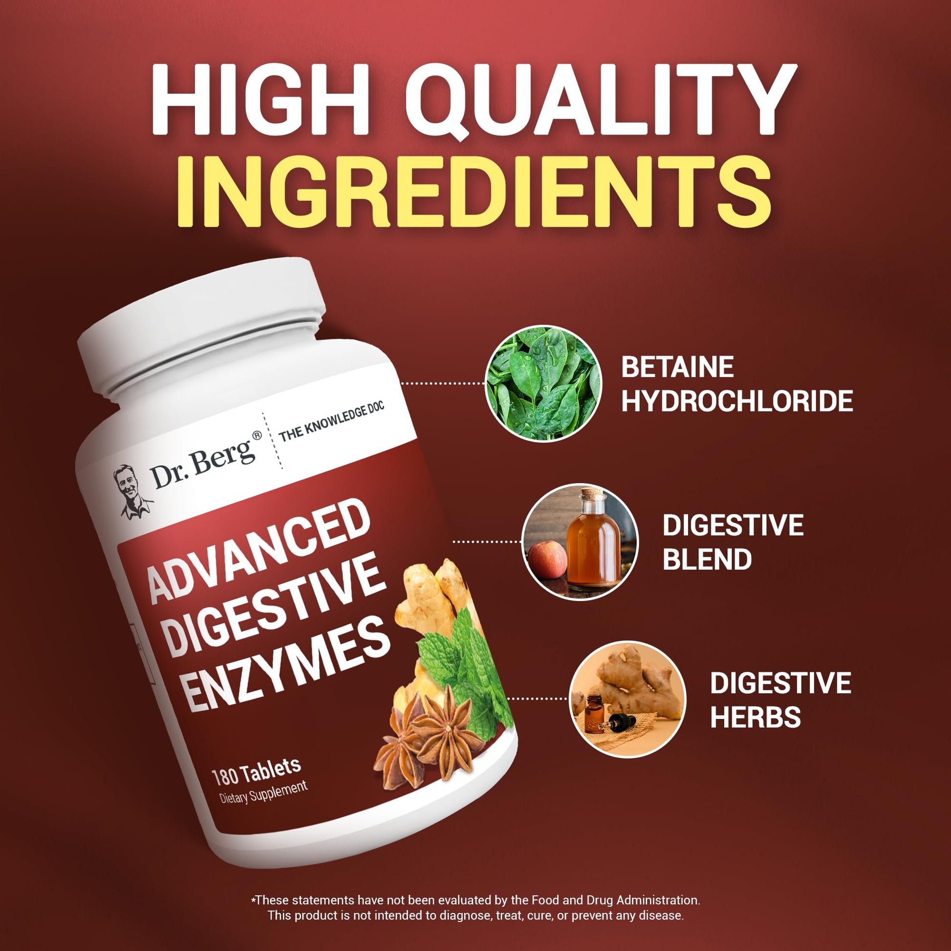 Dr. Berg Advanced Digestive Formula with Apple Cider Vinegar - Includes Digestive Health - Maple Wellness Supplements