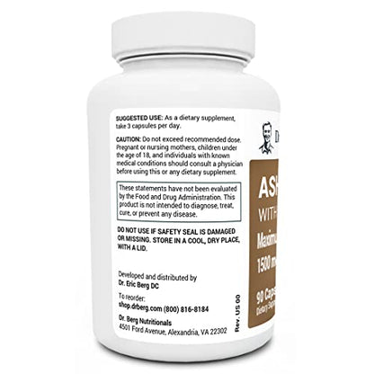 Dr. Berg Ashwagandha Capsules 1500mg - Includes Organic Ashwagandha Root - Maple Wellness Supplements