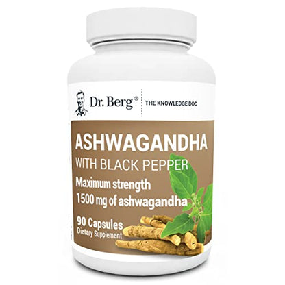 Dr. Berg Ashwagandha Capsules 1500mg - Includes Organic Ashwagandha Root - Maple Wellness Supplements