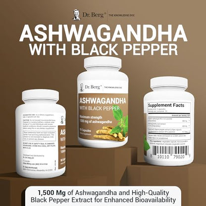 Dr. Berg Ashwagandha Capsules 1500mg - Includes Organic Ashwagandha Root - Maple Wellness Supplements